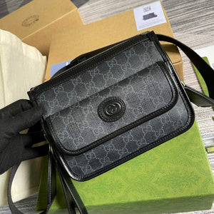 Gucci 674164 Messenger Bag With Lnterlocking G Black - Default Title - View 4