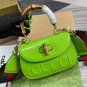 Gucci 675797 Gucci Bamboo 1947 Small Top Handle Bag Green patent leather - Default Title - View 4