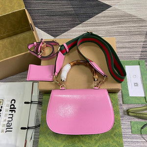 Gucci 675797 Gucci Bamboo 1947 Small Top Handle Bag Pink patent leather - Default Title - View 2
