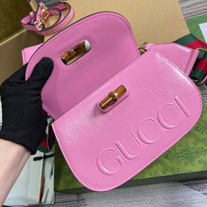 Gucci 675797 Gucci Bamboo 1947 Small Top Handle Bag Pink patent leather - Default Title - View 7