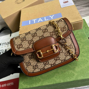 Gucci Horsebit 1955 GG mini bag 675801 Brown leather - Default Title - View 1