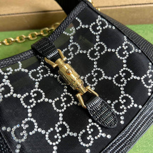 Gucci 677027 Jackie 1961 Mini Crystal GG lizard bag Black - Default Title - View 5