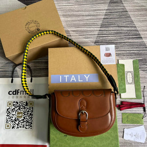 Gucci 679540 Logo-print Leather Shoulder Bag Brown - Default Title - View 1