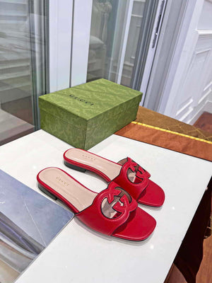Gucci 694451 Women's Interlocking G cut-out slide sandal Red - 35 - View 1