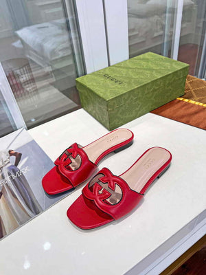 Gucci 694451 Women's Interlocking G cut-out slide sandal Red - 35 - View 7