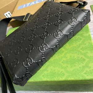 Gucci 696009 GG Embossed Medium Messenger Bag Black - Default Title - View 5