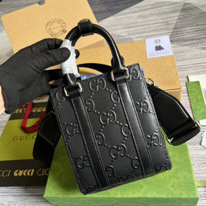 Gucci 696010 GG Embossed Mini Tote Bag Black - Default Title - View 5