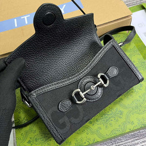 Gucci 699296 Gucci Horsebit 1955 Jumbo GG Mini Bag Black big G - Default Title - View 8