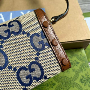 Gucci 699296 Gucci Horsebit 1955 Jumbo GG Mini Bag Blue big G - Default Title - View 3