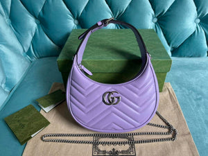 Gucci 699514 GG Marmont half-moon-shaped mini bag Lilac purple - Default Title - View 1