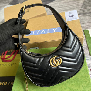 Gucci 699514 GG Marmont half-moon-shaped mini bag Black - Default Title - View 1