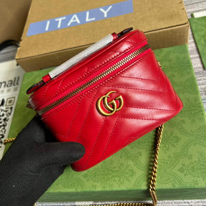Gucci 699515 GG Marmont Mini Top Handle Bag Red - Default Title - View 4