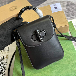 Gucci 702106 Black Bamboo Mini Handbag Black - Default Title - View 1