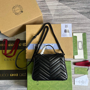 Gucci 702563 GG Marmont Mini Top Handle Bag Black - Default Title - View 3