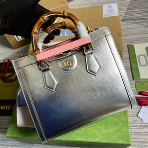 Gucci 702721 Diana Small Tote Bag Silver - Default Title - View 1