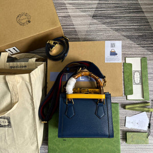 Gucci 702732 Gucci Diana Mini Tote Bag Blue - Default Title - View 3