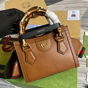Gucci 702732 Gucci Diana Mini Tote Bag Brown leather - Default Title - View 1