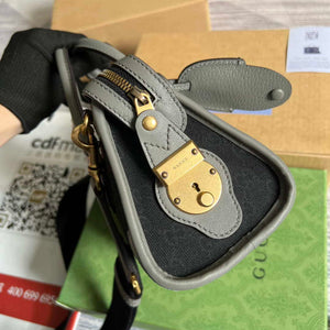 Gucci 715771 Mini canvas top handle bag Gray and Black Original GG canvas - Default Title - View 3