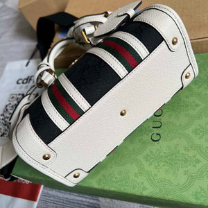 Gucci 715771 Mini canvas top handle bag White and Black Original GG canvas - Default Title - View 8