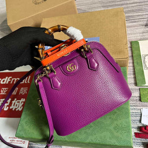 Gucci 715775 Gucci Diana Mini Tote Bag Purple leather - Default Title - View 4