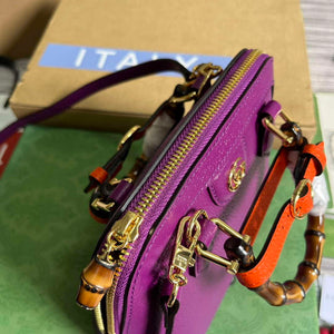 Gucci 715775 Gucci Diana Mini Tote Bag Purple leather - Default Title - View 7