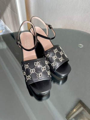 Gucci 719844 Women's Lnterlocking G Studs Sandal G56234 - 35 - View 2