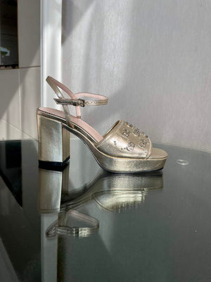 Gucci 719844 Women's Lnterlocking G Studs Sandal G56237 - 35 - View 4