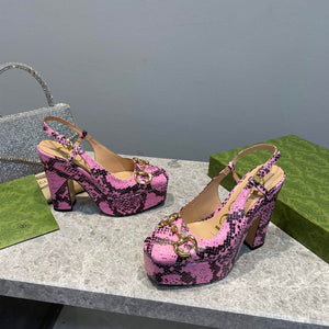 Gucci 723837 Women's python print high heel pump G66745 - 35 - View 5