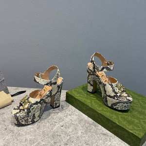 Gucci 723838 Women's python print high heel pump G66753 - 35 - View 4