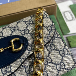Gucci 724713 Gucci Horsebit 1955 mini bag Beige and blue - Default Title - View 6
