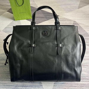 Gucci 725683 Large Tote Bag With Tonal Double G Black - Default Title - View 1