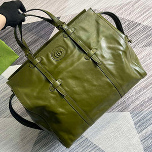 Gucci 725683 Large Tote Bag With Tonal Double G Forest green - Default Title - View 4