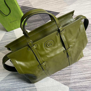 Gucci 725683 Large Tote Bag With Tonal Double G Forest green - Default Title - View 5