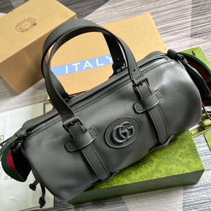 Gucci 725701 Small duffle bag with tonal Double G Gray - Default Title - View 5