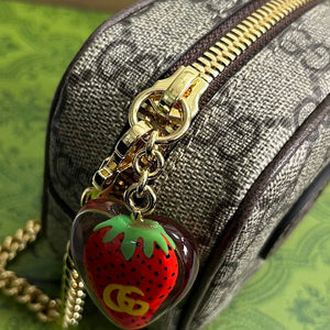 Gucci 726252 Strawberry Coin Purse with Double G Brown - Default Title - View 7