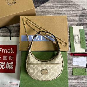 Gucci 726843 GG half-moon-shaped mini bag Oatmeal - Default Title - View 1