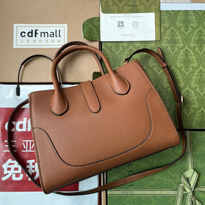 Gucci 727810 Jackie 1961 small natural grain tote in brown leather - Default Title - View 2