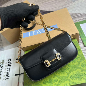Gucci 735178 Gucci Horsebit 1955 small shoulder bag Black - Default Title - View 4