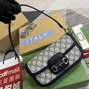 Gucci 735178 Gucci Horsebit 1955 small shoulder bag Navy blue - Default Title - View 4
