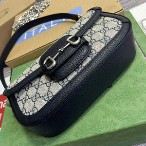 Gucci 735178 Gucci Horsebit 1955 small shoulder bag Navy blue - Default Title - View 6