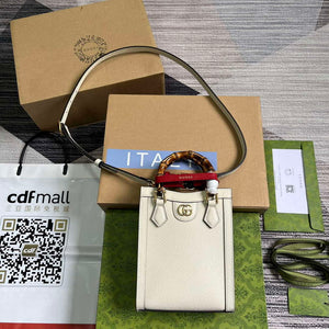 Gucci 739079 Diana Mini Tote Bag White Leather - Default Title - View 1