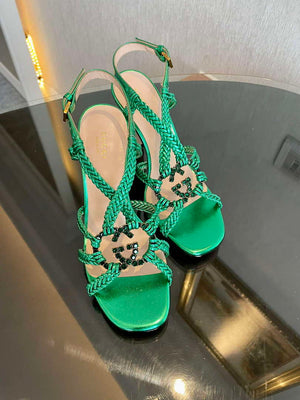 Gucci 739098 Women's crystal Interlocking G sandal G56303 - 35 - View 3