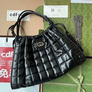 Gucci 746210 Gucci Deco medium tote bag in black leather - Default Title - View 1
