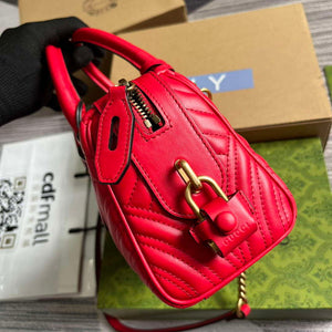 Gucci 746319 GG Marmont Small Top Handle Bag Red - Default Title - View 3