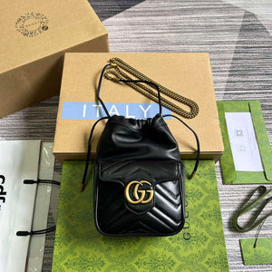 Gucci 746433 GG Marmont Mini Bucket Bag Black - Default Title - View 1