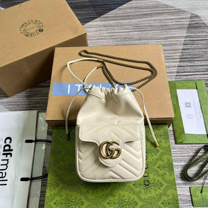 Gucci 746433 GG Marmont Mini Bucket Bag White - Default Title - View 1