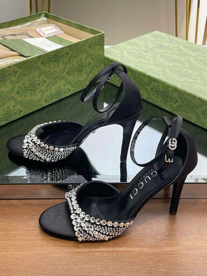 Gucci 749832 Women's High Heel Sandals With Crystals G38277 - US 4=Euro 35 - View 5