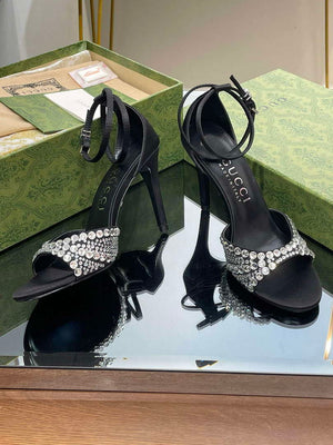Gucci 749832 Women's High Heel Sandals With Crystals G38277 - US 4=Euro 35 - View 6