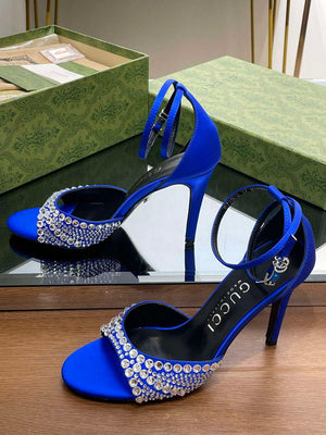 Gucci 749832 Women's High Heel Sandals With Crystals G38278 - US 4=Euro 35 - View 5