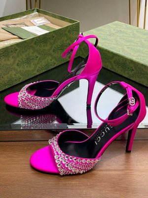 Gucci 749832 Women's High Heel Sandals With Crystals G38279 - US 4=Euro 35 - View 5